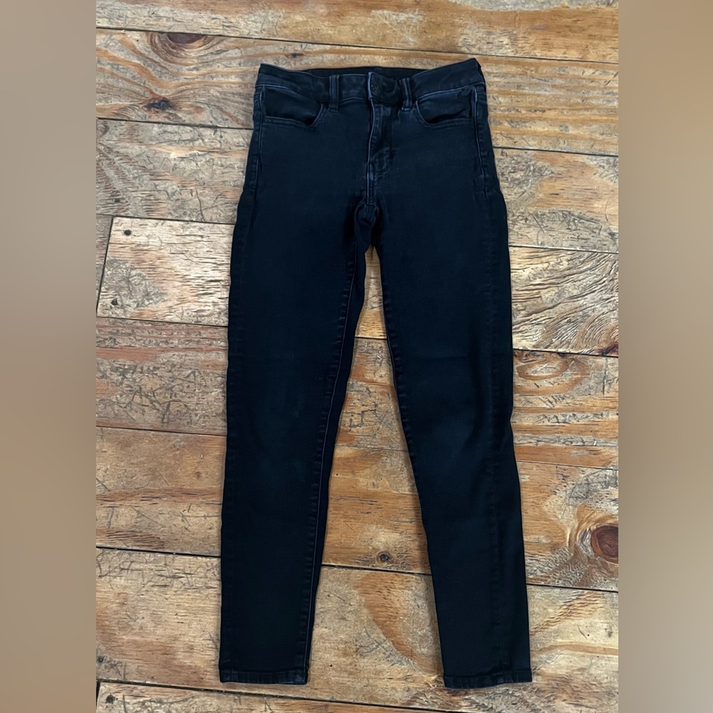 American Eagle Black Jeggings Next Leven Stretch 2 Short Grunge